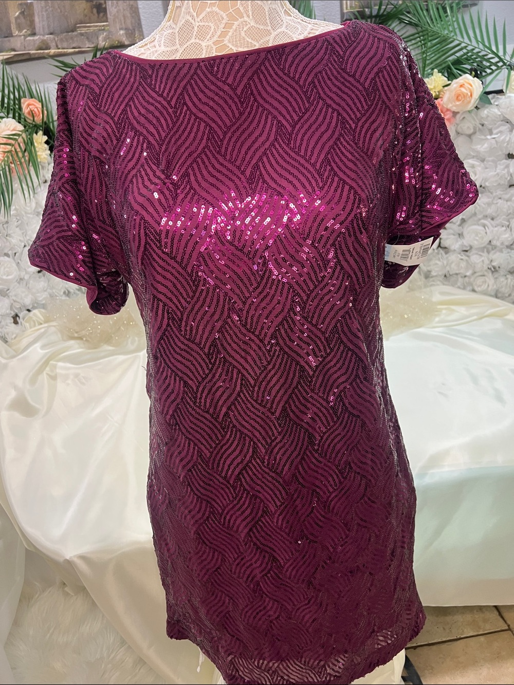 Vince Camuto Burgundy Sequin Mini Dress